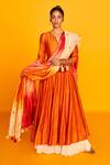 Shop_Loka by Veerali Raveshia_Orange Chanderi Silk Sitara Anarkali Sharara Set_at_Aza_Fashions