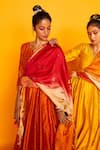 Loka By Veerali Raveshia_Orange Chanderi Silk, Tussar Silk, Cotton Mul Round Sitara Anarkali Sharara Set _at_Aza_Fashions