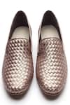 Shop_Tissr_Brown Metallic Leather Textured Loafers _at_Aza_Fashions