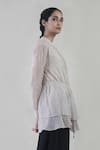 Buy_Integument_Beige Sheer Chanderi Top_at_Aza_Fashions
