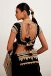 Shop_Devnaagri_Black Silk Organza Embroidered Dori Square Neck Georgette Saree With Blouse_Online_at_Aza_Fashions