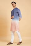 Shop_Hilo Design_Blue Falling Raw Silk Waikawa Ombre Kurta _Online_at_Aza_Fashions