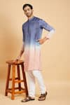 Buy_Hilo Design_Blue Falling Raw Silk Waikawa Ombre Kurta _Online_at_Aza_Fashions