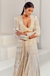 Shop Ritika Mirchandani Ivory Net Embroidery Bead Jacket Open Resham Sharara Set Shop_Ritika Mirchandani_Ivory Net Embroidery Bead Jacket Open Resham Sharara Set
