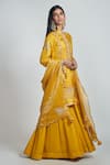Shop_Sheetal Batra_Yellow Habutai Silk Nasira Kurta Gharara Set_at_Aza_Fashions
