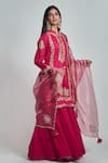 Buy_Sheetal Batra_Pink Kurta Habutai  Dupatta Organza Tissue Gharara Nasira Set _at_Aza_Fashions