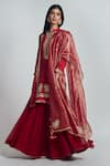 Buy_Sheetal Batra_Red Habutai Silk Nasira Kurta Gharara Set_at_Aza_Fashions