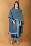Shop_BANANA labs_Blue Cotton Printed Striped Round Flabber Twister Kurta And Pant Set _Online_at_Aza_Fashions