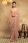 Buy_ISHA & SHREYA_Pink Silk Georgette Embroidery Sequins Zoya Jaal Saree With Blouse _at_Aza_Fashions