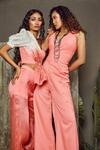 Shop_Babita Malkani_White Organza Dip Dyed Top And Pant Set_Online_at_Aza_Fashions