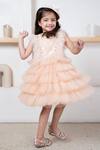Buy_Hoity Moppet_Peach Tulle Sequins Tiered Ruffle Dress _Online_at_Aza_Fashions