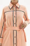 Buy_Corpora Studio_Peach Martin Crepe Embroidery Shirt Collar Striped Dress  _Online_at_Aza_Fashions