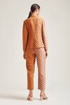 Shop_Pankaj & Nidhi_Orange Polyester Printed Blazer And Pant Set_at_Aza_Fashions