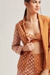 Shop_Pankaj & Nidhi_Orange Polyester Printed Blazer And Pant Set_Online_at_Aza_Fashions
