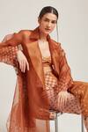 Buy_Pankaj & Nidhi_Orange Organza Long Jacket_Online_at_Aza_Fashions