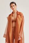 Shop_Pankaj & Nidhi_Orange Organza Long Jacket_Online_at_Aza_Fashions