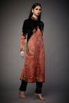 RI.Ritu Kumar_Black 70% Silk Embroidery Mandarin Collar Jacket Kurta _Online_at_Aza_Fashions
