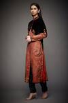 Buy_RI.Ritu Kumar_Black 70% Silk Embroidery Mandarin Collar Jacket Kurta _Online_at_Aza_Fashions