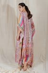 Shop_The Boozy Button_Multi Color Moroccan Silk Digital V Counting Stars Kaftan  _at_Aza_Fashions