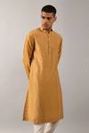 Buy_Countrymade_Yellow Cotton, Chanderi Kurta Set_at_Aza_Fashions