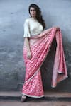 Buy_I Am Design_Pink Shaded Woven Saree With Frilly Border And Blouse _at_Aza_Fashions