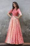 Shop_I Am Design_Pink Ikat Round Ombre Print Gown _at_Aza_Fashions