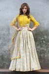 Buy_I Am Design_Yellow Silk, Net Round Printed And Embroidered Lehenga Set _at_Aza_Fashions