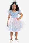 Lil Drama_Blue Sequin Embellished Dress For Girls_Online_at_Aza_Fashions