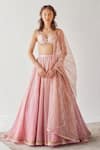 Buy Cedar & Pine Pink Tulle Sequins Scoop Neck Ombre Embroidered Lehenga Set at Aza Fashions Buy_Cedar & Pine_Pink Tulle Sequins Scoop Neck Ombre Embroidered Lehenga Set _at_Aza_Fashions