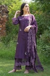 Buy_NAAZ BY NOOR_Purple Silk Chanderi Embroidered Kurta Set _at_Aza_Fashions