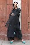 Naaz By Noor_Black Cotton, Organza, Silk Chanderi Embroidered Kurta Set _Online_at_Aza_Fashions