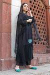 Buy_Naaz By Noor_Black Cotton, Organza, Silk Chanderi Embroidered Kurta Set _Online_at_Aza_Fashions