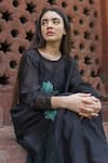 Shop_Naaz By Noor_Black Cotton, Organza, Silk Chanderi Embroidered Kurta Set _Online_at_Aza_Fashions