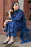 Buy_Naaz By Noor_Blue Cotton, Organza, Silk Chanderi Kurta Round Inner Embroidered Set _Online_at_Aza_Fashions