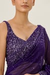 Nakul Sen_Purple Chiffon Sequin Embellished Saree With Blouse_at_Aza_Fashions