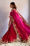 Shop_Apeksha Jain Label_Pink Crepe Gota Work, Sequins Ombre Embroidered Saree _at_Aza_Fashions