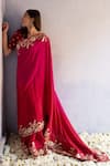 Apeksha Jain Label_Pink Crepe Gota Work, Sequins Ombre Embroidered Saree _Online_at_Aza_Fashions
