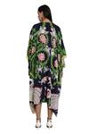 Shop_Limerick By Abirr N' Nanki_Blue Crepe V Neck Printed Kaftan Dress _at_Aza_Fashions