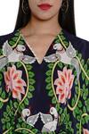 Shop_Limerick By Abirr N' Nanki_Blue Crepe V Neck Printed Kaftan Dress _Online_at_Aza_Fashions
