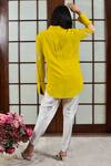 Shop_Seams Pret And Couture_Yellow Georgette And Shantoon Resham Collared Neck Applique Work Shirt _at_Aza_Fashions