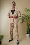 Buy_Soniya G_Brown Cotton Silk Printed Floral Jacket And Pant Set _at_Aza_Fashions