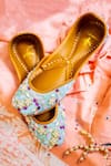 Buy_Cilwana Studio_Blue Floral Embroidered Juttis_at_Aza_Fashions
