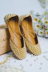 Buy_Cilwana Studio_Gold Embroidered Pearl Juttis _at_Aza_Fashions