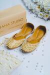 Shop_Cilwana Studio_Gold Embroidered Pearl Juttis _at_Aza_Fashions