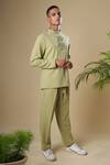 Soniya G_Green Cotton Lycra Thread Work Placement Embroidered T-shirt And Pant Set_Online_at_Aza_Fashions