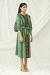 Chandrima_Green Kala Cotton Round Midi Dress _Online_at_Aza_Fashions