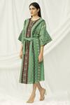 Buy_Chandrima_Green Kala Cotton Round Midi Dress _at_Aza_Fashions