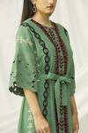 Chandrima_Green Kala Cotton Round Midi Dress _at_Aza_Fashions