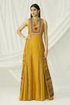 Buy_Chandrima_Yellow Chanderi Round Maxi Dress _Online_at_Aza_Fashions