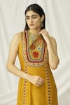 Chandrima_Yellow Chanderi Round Maxi Dress _at_Aza_Fashions